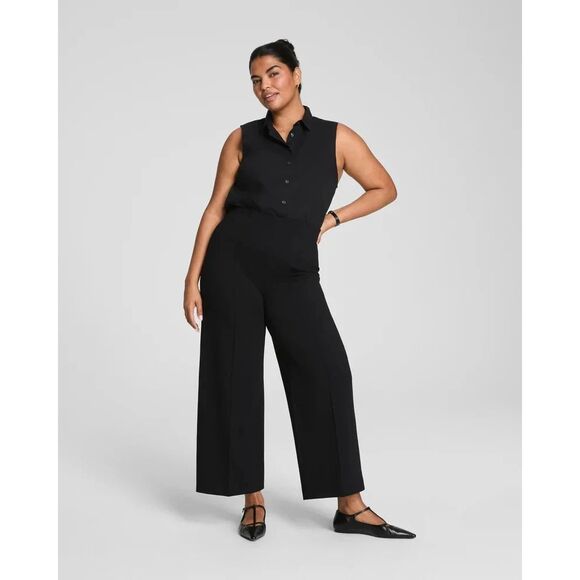 NEW SPANX THE PERFECT WIDE LEG PANT In BLACK 20947R Size Large - Picture 1 of 6